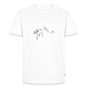 Strong and harmless, lion, dove - Men's Premium Organic T-Shirt - white - Front - Nico (187cm)