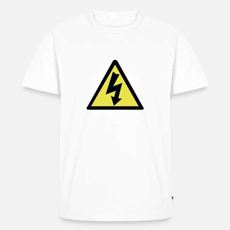 Strom Warnung - Männer Premium Bio T-Shirt - Weiß