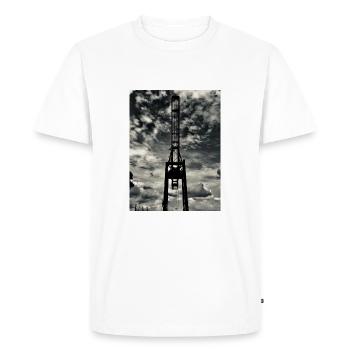 Port de Hambourg Grue - T-shirt Premium bio Homme - blanc - Devant - Nico (187cm)