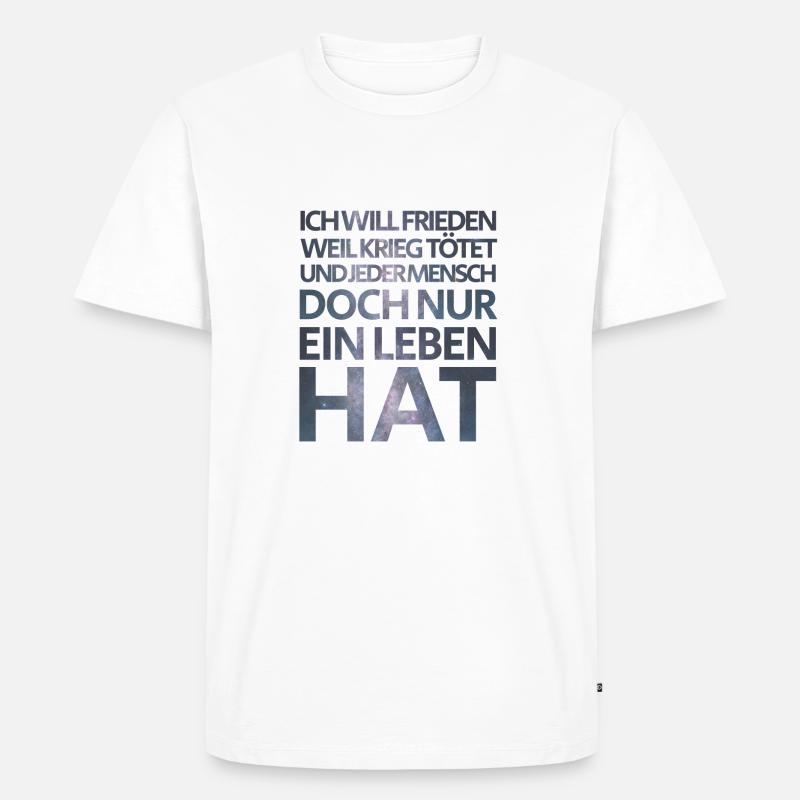 Ich will Frieden - Männer Premium Bio T-Shirt - Weiß