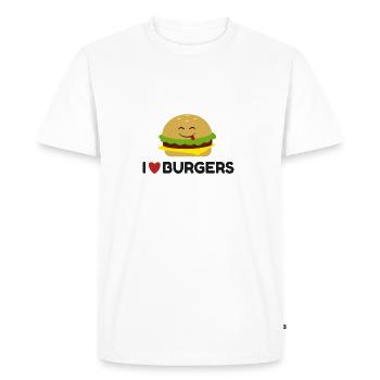 I Love Burgers Funny Burger Emoticon Cute T-shirt - Men's Premium Organic T-Shirt - white - Front - Nico (187cm)