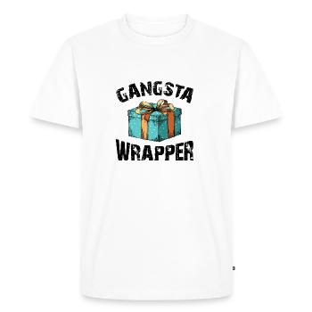 wrapper Gangsta - Noël - Chargeur - T-shirt Premium bio Homme - blanc - Devant - Nico (187cm)