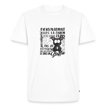 Je Suis Staffie Bleu Blanc - NoirFR - T-shirt Premium bio Homme - blanc - Devant - Nico (187cm)