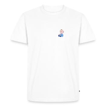 Chargement en cours ... bébé s'il vous plaît attendre! | shirt de bébé - T-shirt Premium bio Homme - blanc - Devant - Nico (187cm)