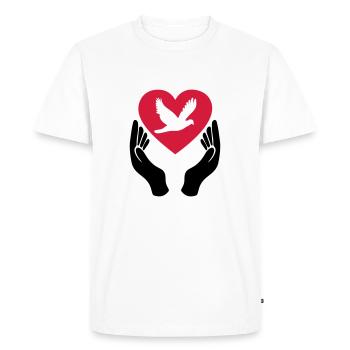 Colombe de la Paix - Amour - Pacifiste - T-shirt Premium bio Homme - blanc - Devant - Nico (187cm)