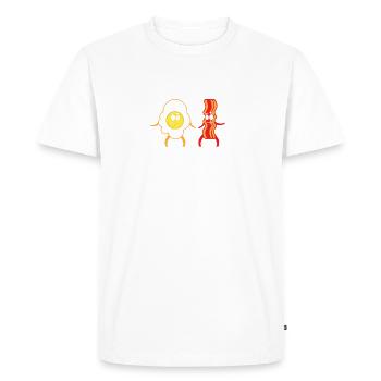 Nous allons ensemble comme des oeufs et du bacon Saint-Valentin - T-shirt Premium bio Homme - blanc - Devant - Nico (187cm)