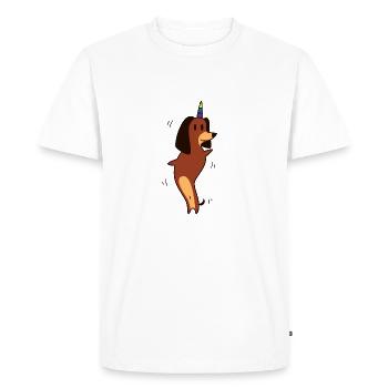 Teckel danser Licorne chien cadeau drôle gay - T-shirt Premium bio Homme - blanc - Devant - Nico (187cm)