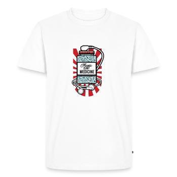 La musique est mon médicament - T-shirt Premium bio Homme - blanc - Devant - Nico (187cm)
