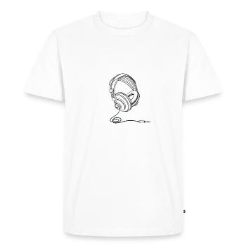 Les écouteurs, la musique, le monde s’arrête. Musique simple - T-shirt Premium bio Homme - blanc - Devant - Nico (187cm)