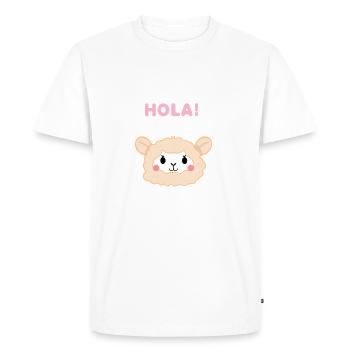 Lama - Hola - Lama T-shirt - Lamas - Cadeau - T-shirt Premium bio Homme - blanc - Devant - Nico (187cm)