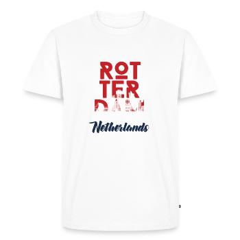 Rotterdam - Pays-Bas - Pays-Bas - Randstad - T-shirt Premium bio Homme - blanc - Devant - Nico (187cm)