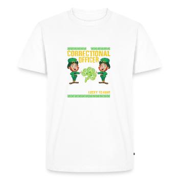 Agent correctionnel de St Patrick drôle - T-shirt Premium bio Homme - blanc - Devant - Nico (187cm)