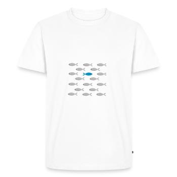 Les poissons morts suivent le cours d'eau - T-shirt Premium bio Homme - blanc - Devant - Nico (187cm)