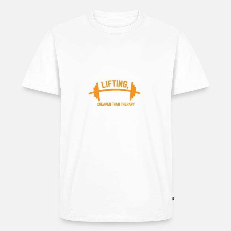 LIFTING CHEAPER THAN THERAPY GESCHENK - Männer Premium Bio T-Shirt - Weiß