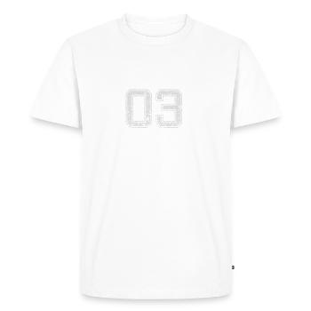 Numéro 03 Numéro zéro Trois cadeau - T-shirt Premium bio Homme - blanc - Devant - Nico (187cm)