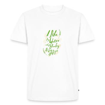 J'aime mon eau avec l'orge et de houblon - Bière Amour - T-shirt Premium bio Homme - blanc - Devant - Nico (187cm)