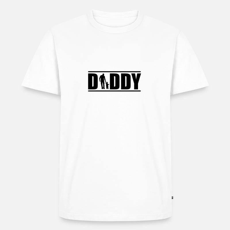 Daddy - Vater - Kind - bester Papa - Männer Premium Bio T-Shirt - Weiß