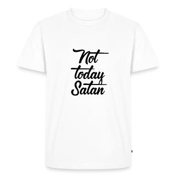 Not today Satan - Pas aujourd’hui diable - T-shirt Premium bio Homme - blanc - Devant - Nico (187cm)