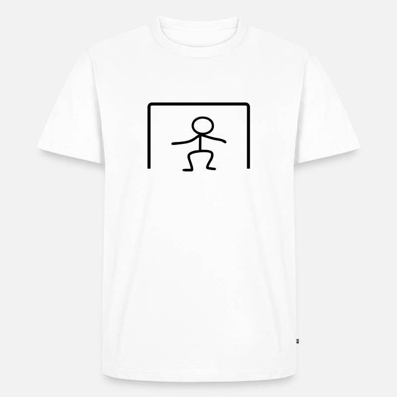 Strichmännchen Tor - Männer Premium Bio T-Shirt - Weiß