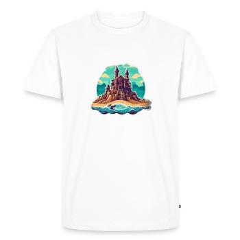 Château de sable / Construction / Jouer / Château / Vacances - T-shirt Premium bio Homme - blanc - Devant - Nico (187cm)