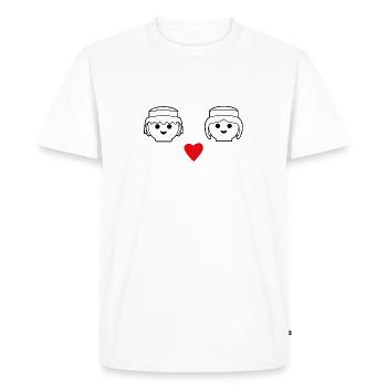 Playmobil Herz-Design Mann Und Frau - Männer Premium Bio T-Shirt - Weiß - Vorne - Nico (187cm)