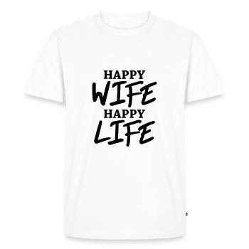Happy wife, happy life - T-shirt Premium bio Homme - blanc - Devant - Nico (187cm)