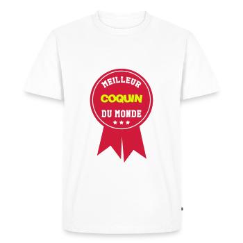 Coquin / Coquine / Sexe / Sexy / Porno / Sex - T-shirt Premium bio Homme - blanc - Devant - Nico (187cm)