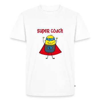 Super coach - Men's Premium Organic T-Shirt - white - Front - Nico (187cm)