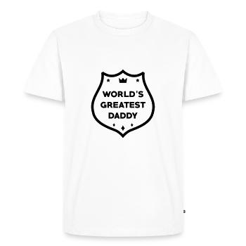 Papa Fête des Pères Naissance Bébé Anniversaire - T-shirt Premium bio Homme - blanc - Devant - Nico (187cm)