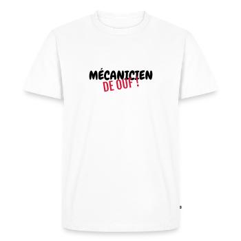 mécanique / mécanicien / mécano / garage - T-shirt Premium bio Homme - blanc - Devant - Nico (187cm)