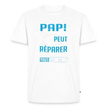 Papi Super Bricoleur | Idée Cadeau Papi Bricoleur - T-shirt Premium bio Homme - blanc - Devant - Nico (187cm)