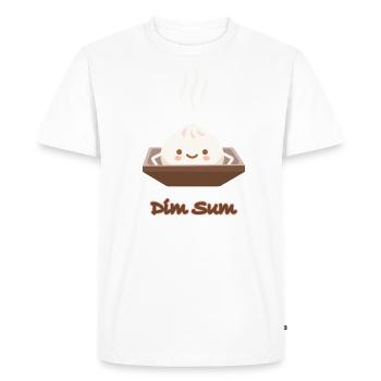 Funny Asian Food motto: Dim sum - Men's Premium Organic T-Shirt - white - Front - Nico (187cm)