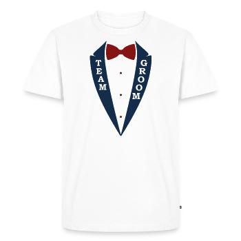 Team groom costume bleu noeud de papillon rouge - T-shirt Premium bio Homme - blanc - Devant - Nico (187cm)