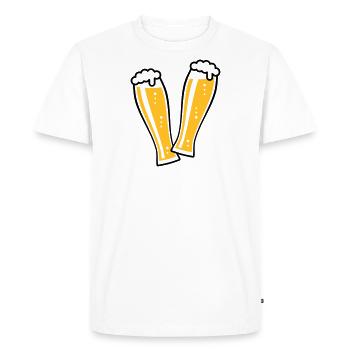 2 verres à bière de blé toast (bière de blé / 2C) - T-shirt Premium bio Homme - blanc - Devant - Nico (187cm)