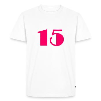 15. 15 YEARS. 15th ANNIVERSARY. BIRTHDAY 15 YEARS. - Men's Premium Organic T-Shirt - white - Front - Nico (187cm)
