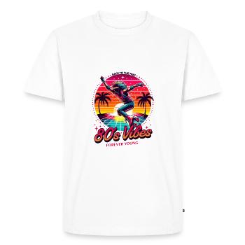 80s Vibes, Back to the past - Men's Premium Organic T-Shirt - white - Front - Nico (187cm)