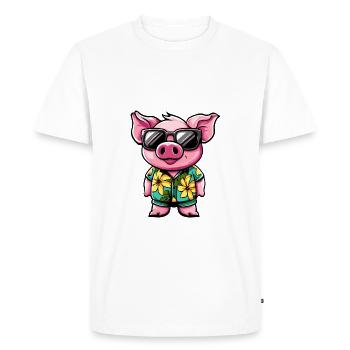 Cochon Bande Dessinée Vacances - T-shirt Premium bio Homme - blanc - Devant - Nico (187cm)