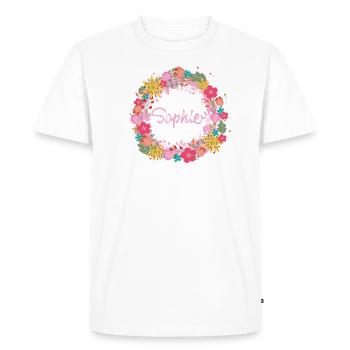 sophie,fleurs,couronne de fleurs,floral,illustration - T-shirt Premium bio Homme - blanc - Devant - Nico (187cm)