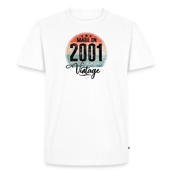 Millésime Fabriqué en 2001 Année de naissance 2001 Anniversaire - T-shirt Premium bio Homme - blanc - Devant - Nico (187cm)