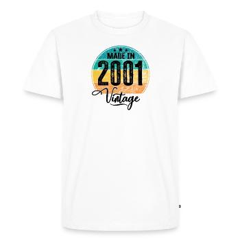 Millésime Fabriqué en 2001 Année de naissance 2001 Anniversaire - T-shirt Premium bio Homme - blanc - Devant - Nico (187cm)