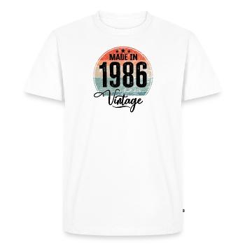 Millésime Fabriqué en 1986 Année de naissance 1986 Anniversaire - T-shirt Premium bio Homme - blanc - Devant - Nico (187cm)