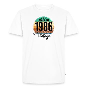 Millésime Fabriqué en 1986 Année de naissance 1986 Anniversaire - T-shirt Premium bio Homme - blanc - Devant - Nico (187cm)