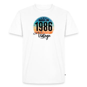 Millésime Fabriqué en 1986 Année de naissance 1986 Anniversaire - T-shirt Premium bio Homme - blanc - Devant - Nico (187cm)