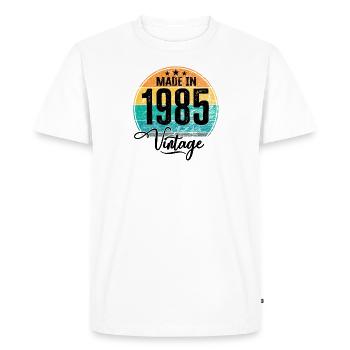 Millésime Fabriqué en 1985 Année de naissance 1985 Anniversaire - T-shirt Premium bio Homme - blanc - Devant - Nico (187cm)