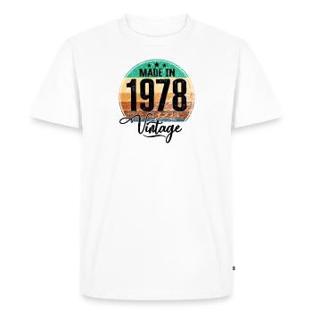 Millésime Fabriqué en 1978 Année de naissance 1978 Anniversaire - T-shirt Premium bio Homme - blanc - Devant - Nico (187cm)
