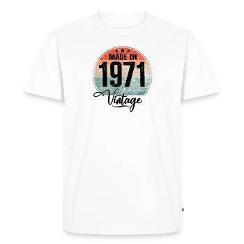 Millésime Fabriqué en 1971 Année de naissance 1971 Anniversaire - T-shirt Premium bio Homme - blanc - Devant - Nico (187cm)
