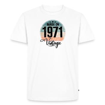 Millésime Fabriqué en 1971 Année de naissance 1971 Anniversaire - T-shirt Premium bio Homme - blanc - Devant - Nico (187cm)