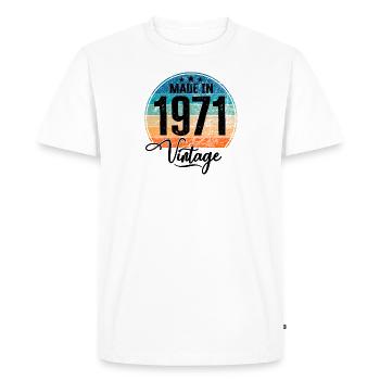 Millésime Fabriqué en 1971 Année de naissance 1971 Anniversaire - T-shirt Premium bio Homme - blanc - Devant - Nico (187cm)