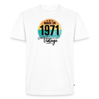 Millésime Fabriqué en 1971 Année de naissance 1971 Anniversaire - T-shirt Premium bio Homme - blanc - Devant - Nico (187cm)