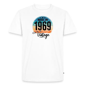 Millésime Fabriqué en 1969 Année de naissance 1969 Anniversaire - T-shirt Premium bio Homme - blanc - Devant - Nico (187cm)